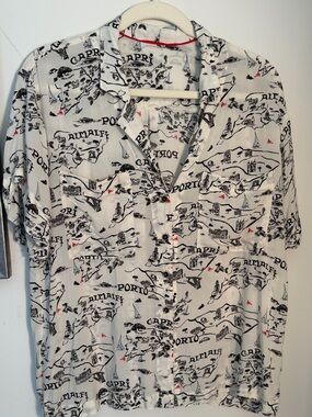 MAEVECapri Print Short-Sleeve Shirt - White/Black